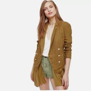 FREE PEOPLE LAYERED RUFFLES MILITARY BLAZER size S